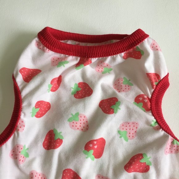 Dog Clothes Strawberry Print Tank Red Pink Size XL - Picture 2 of 7